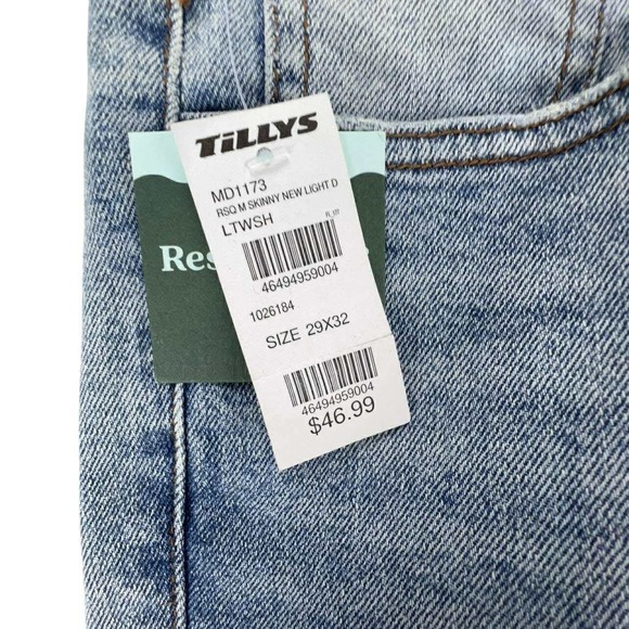 RSQ Skinny Fit Acid Wash Light Blue Denim‎ Jeans Men's W29 L32 NWT - Picture 10 of 16